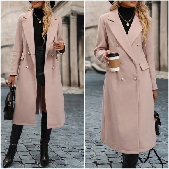 Jackets & Blazers - Classic Button Double Breasted Jacket Coat